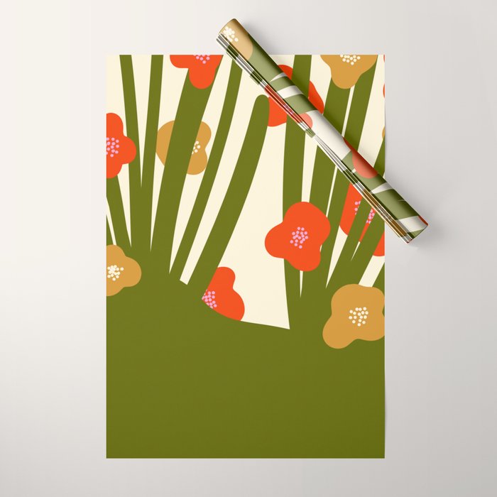 Nature Mid-century modern retro 70s Wrapping Paper Gallery Image 1