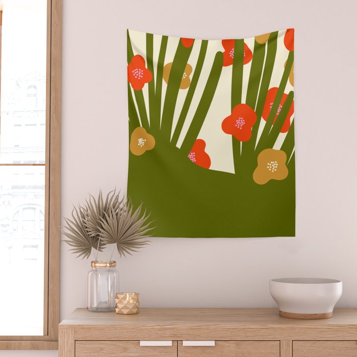 Nature Mid-century modern retro 70s Wall Tapestry Gallery Image 2