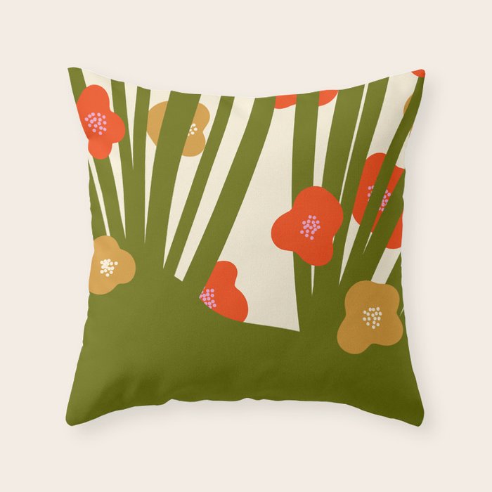 Nature Mid-century modern retro 70s Throw Pillow Gallery Image 1