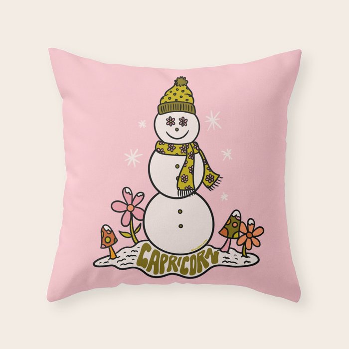 Capricorn Snowman Throw Pillow Gallery Image 6