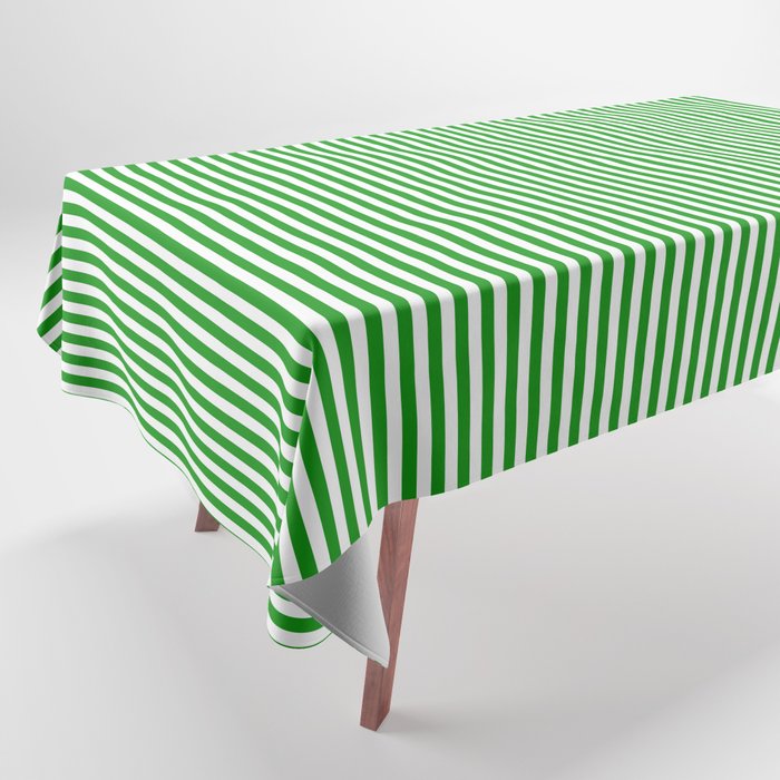 Green and White Stripes Pattern Tablecloth Gallery Image 1
