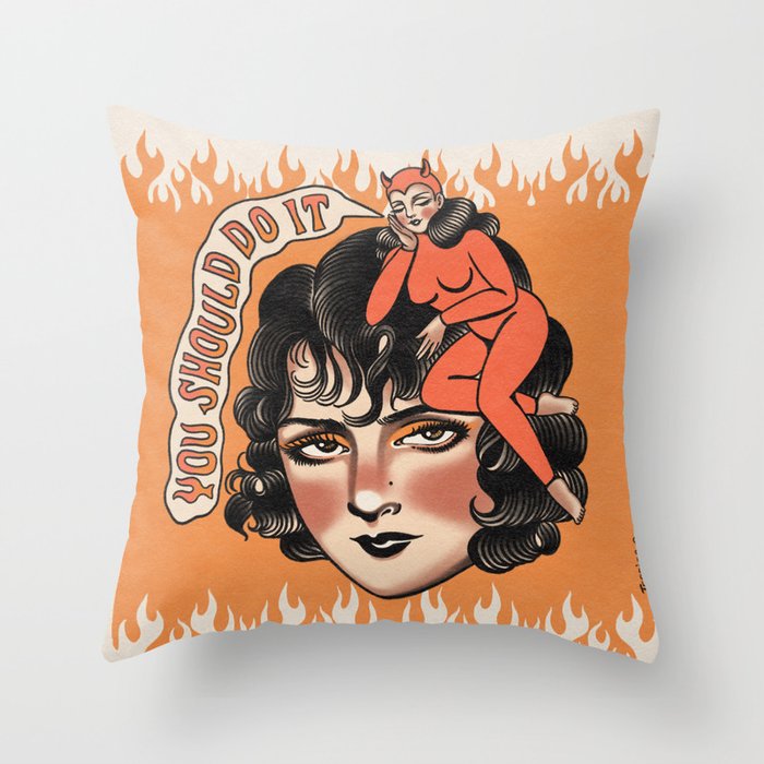 All the good girls go to hell Throw Pillow Gallery Image 6
