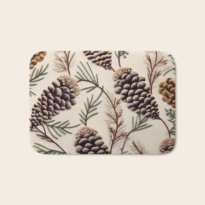 Rustic Christmas Pinecones Bath Mat Gallery Image 1