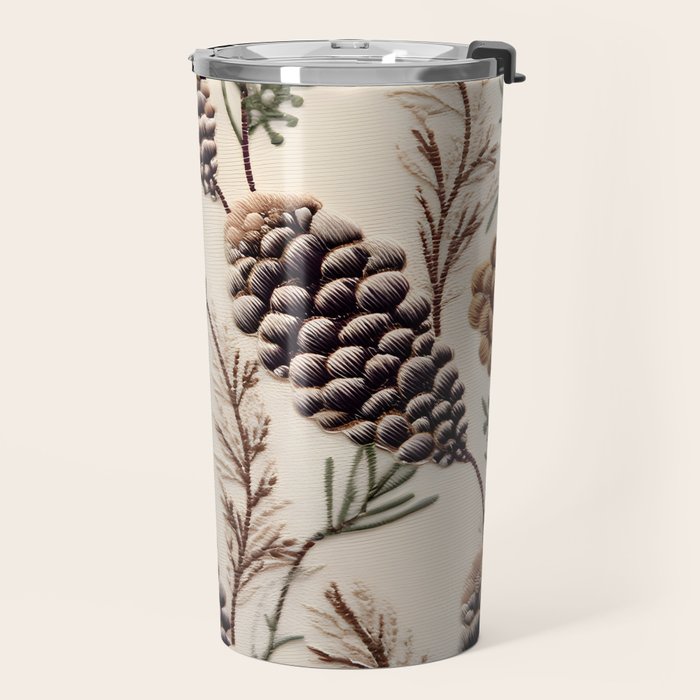 Rustic Christmas Pinecones Travel Mug Gallery Image 2