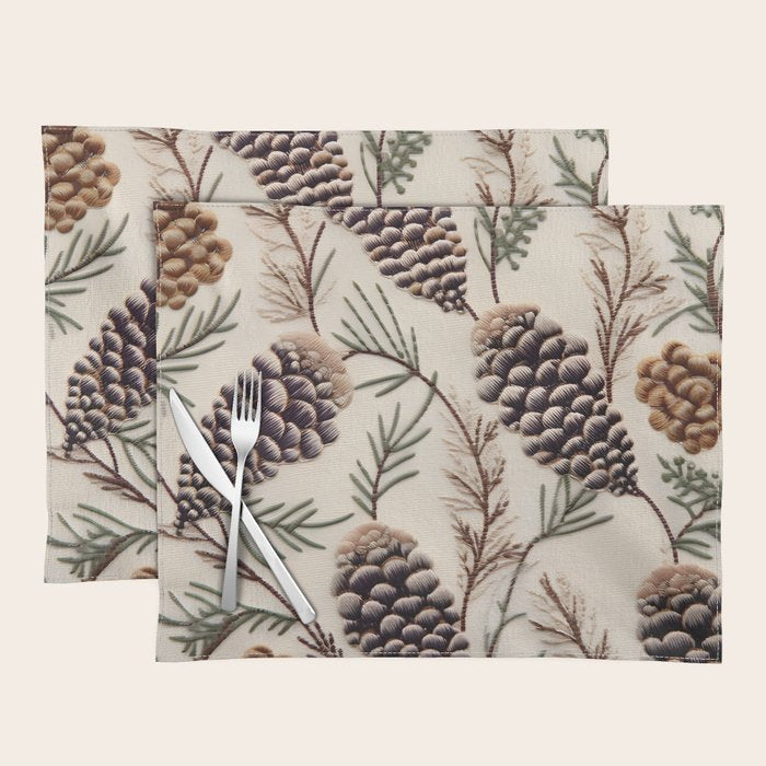 Rustic Christmas Pinecones Placemat Gallery Image 1