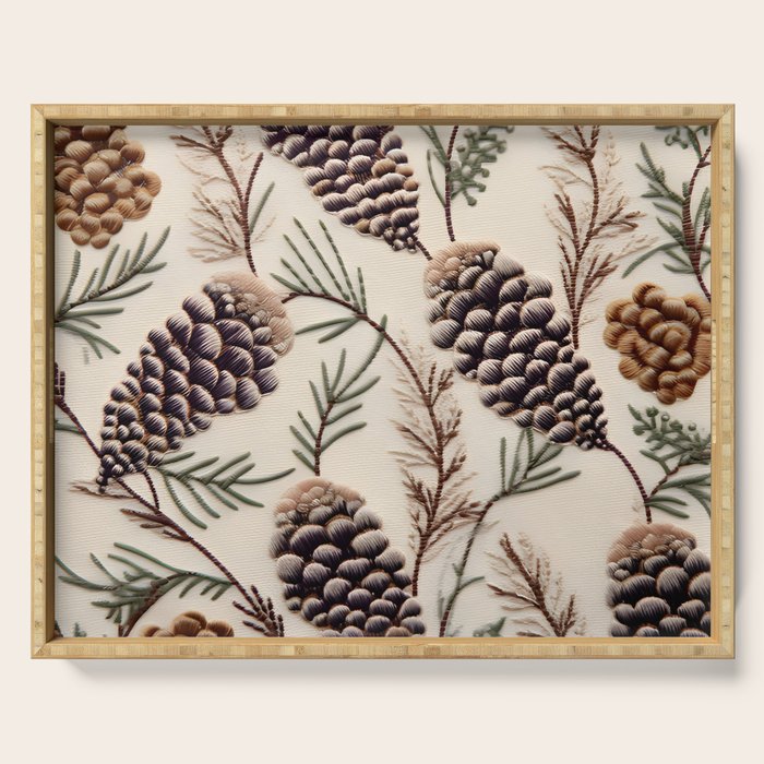 Rustic Christmas Pinecones Serving Tray Gallery Image 1