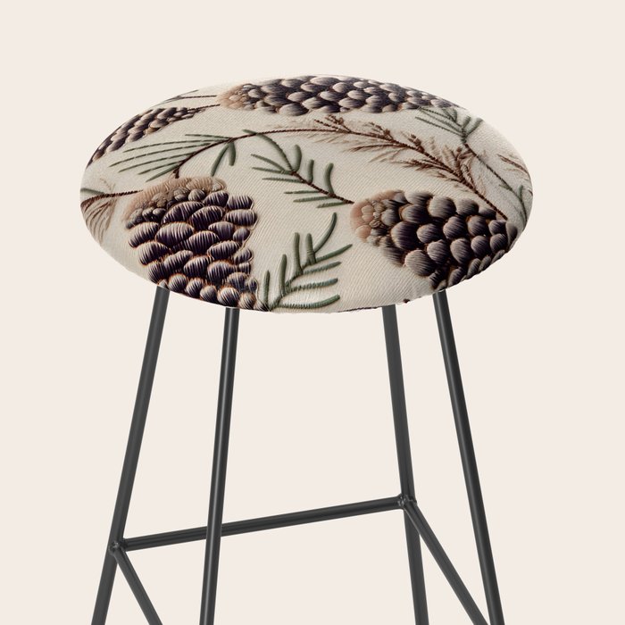 Rustic Christmas Pinecones Stool Gallery Image 2