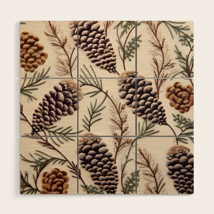 Rustic Christmas Pinecones Wood Wall Art Gallery Image 1