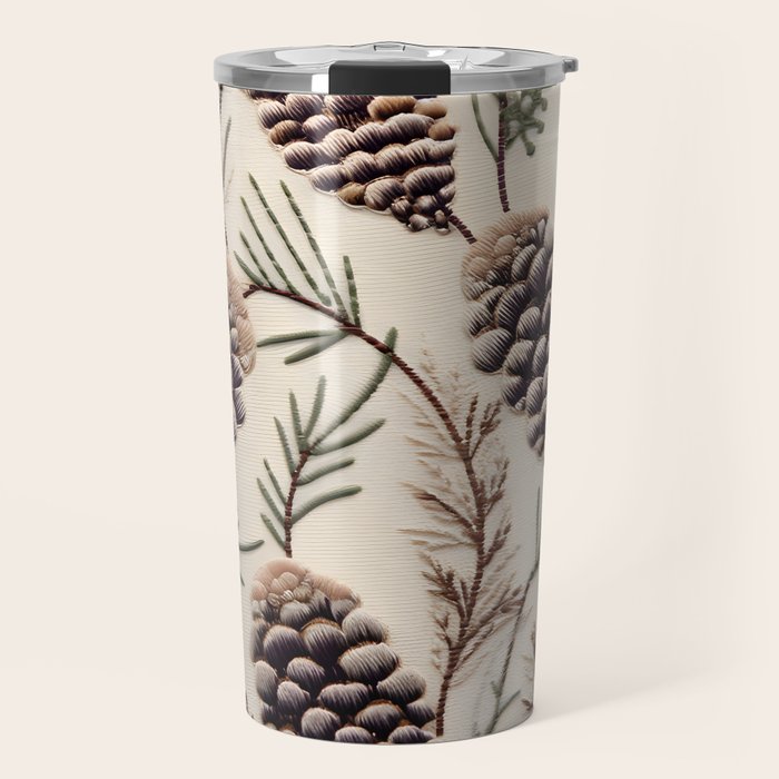 Rustic Christmas Pinecones Travel Mug Gallery Image 1
