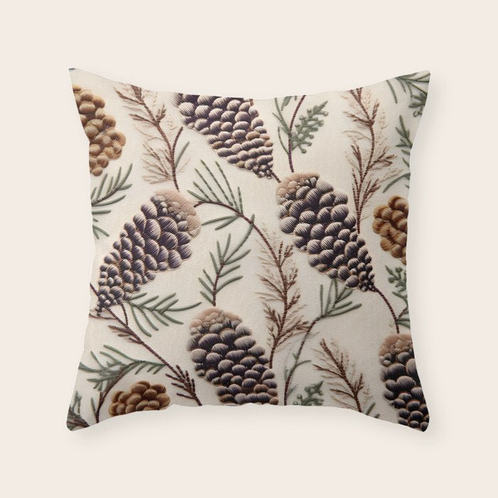 Rustic Christmas Pinecones Throw Pillow Gallery Image 6