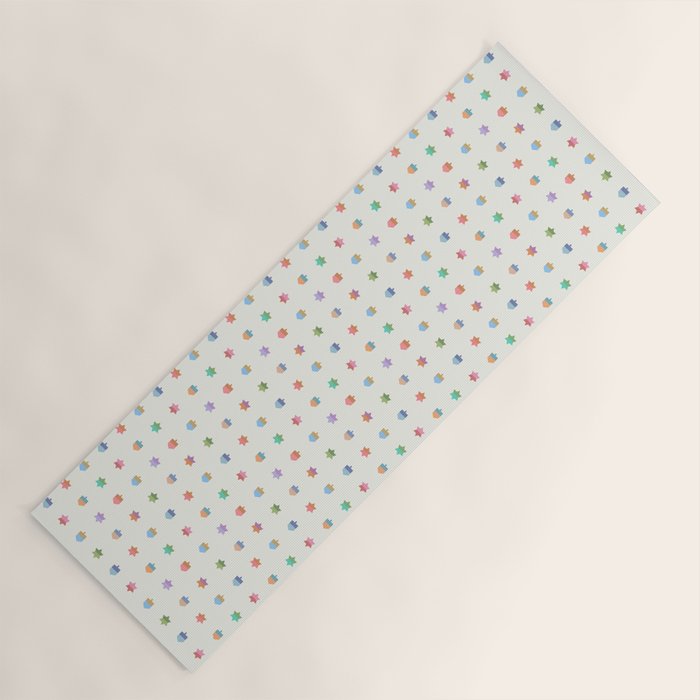 Happy Hanukkah | Dreidels & Star Pattern Yoga Mat Gallery Image 1