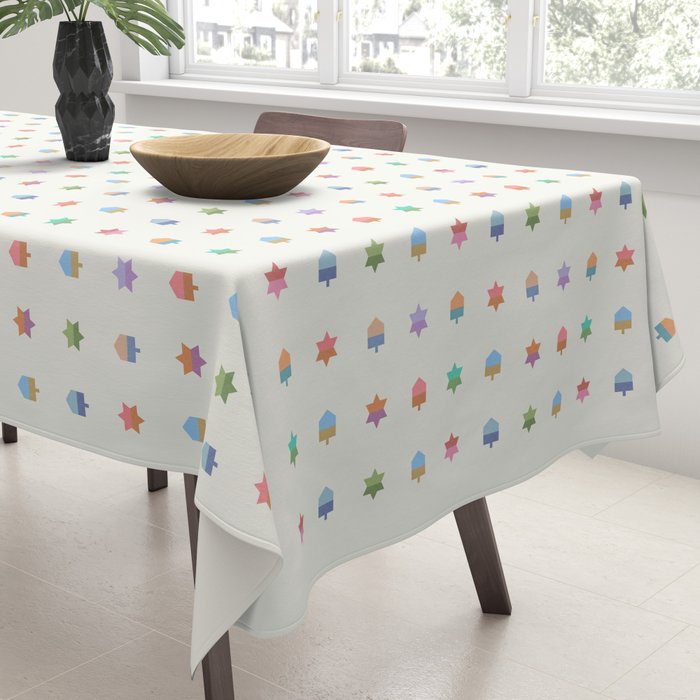 Happy Hanukkah | Dreidels & Star Pattern Tablecloth Gallery Image 3