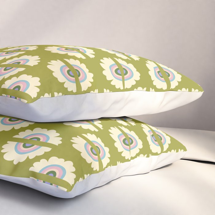 Retro Rainbow Flower Pillow Sham Gallery Image 3