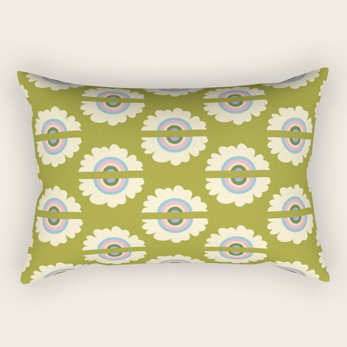 Retro Rainbow Flower Rectangular Pillow Gallery Image 2