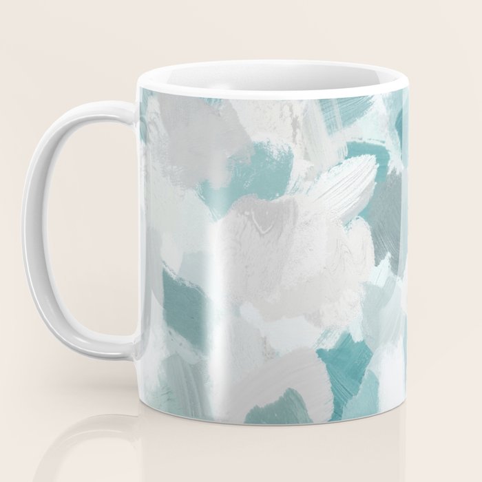 Scattered Seaglass II - Mint Seafoam Green Turquoise Blue Sea Beach Coastal Abstract Ocean Painting Coffee Mug Gallery Image 3
