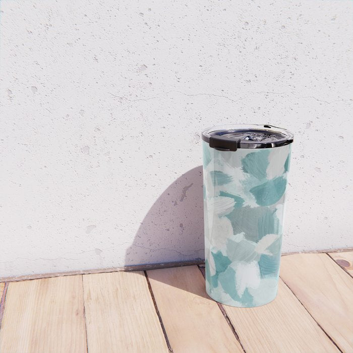 Scattered Seaglass II - Mint Seafoam Green Turquoise Blue Sea Beach Coastal Abstract Ocean Painting Travel Mug Gallery Image 4