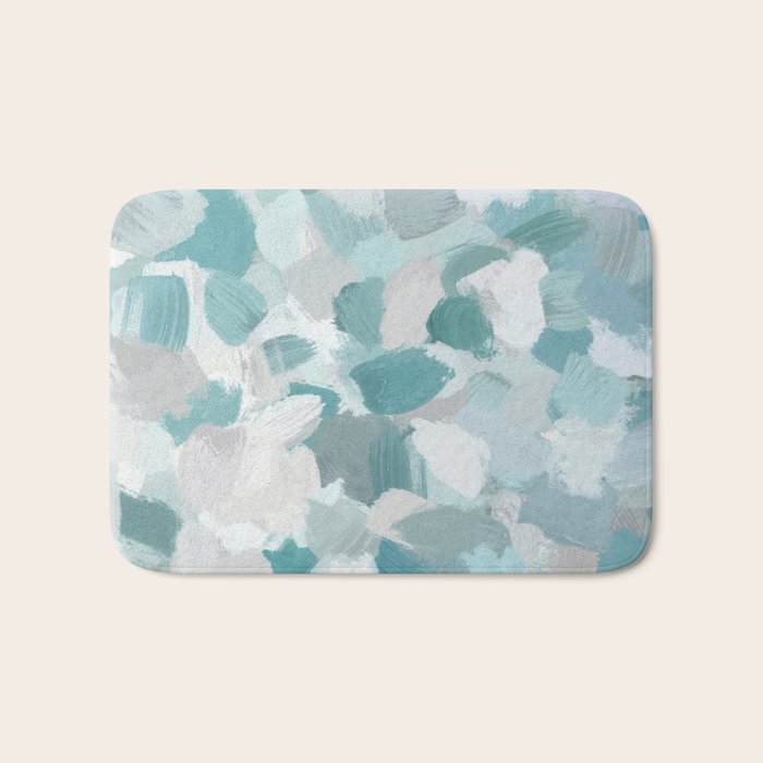 Scattered Seaglass II - Mint Seafoam Green Turquoise Blue Sea Beach Coastal Abstract Ocean Painting Bath Mat Gallery Image 1