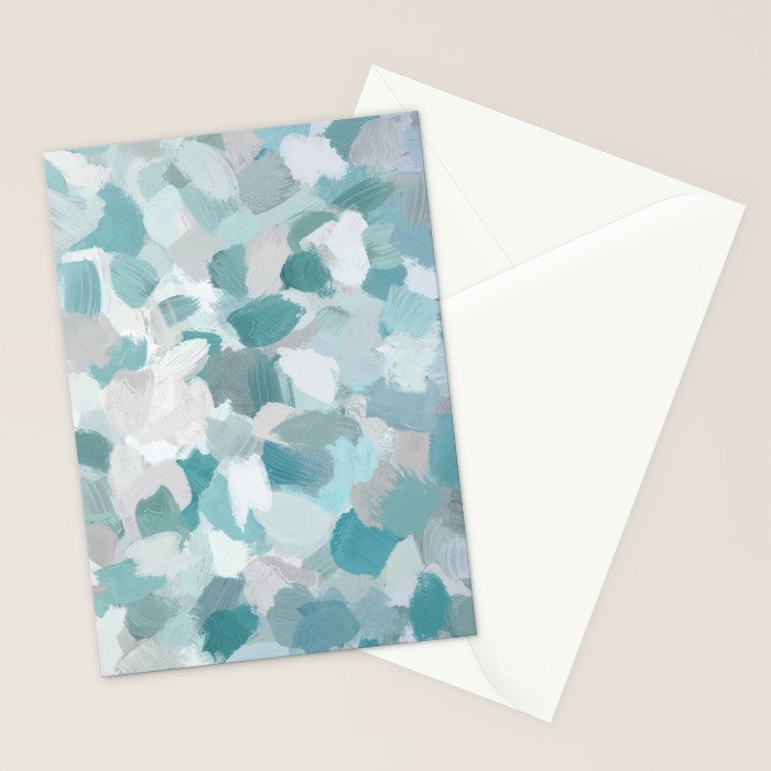 Scattered Seaglass II - Mint Seafoam Green Turquoise Blue Sea Beach Coastal Abstract Ocean Painting Stationery Card Gallery Image 2