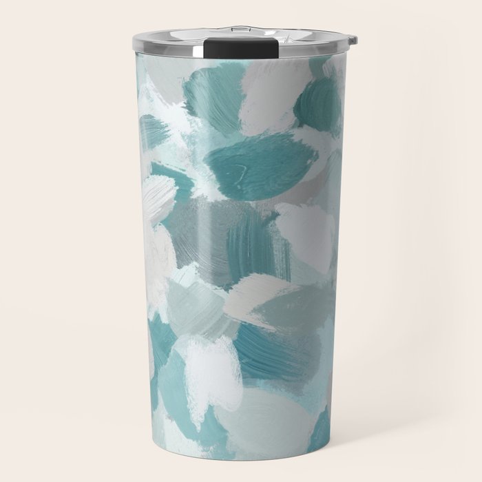 Scattered Seaglass II - Mint Seafoam Green Turquoise Blue Sea Beach Coastal Abstract Ocean Painting Travel Mug Gallery Image 1