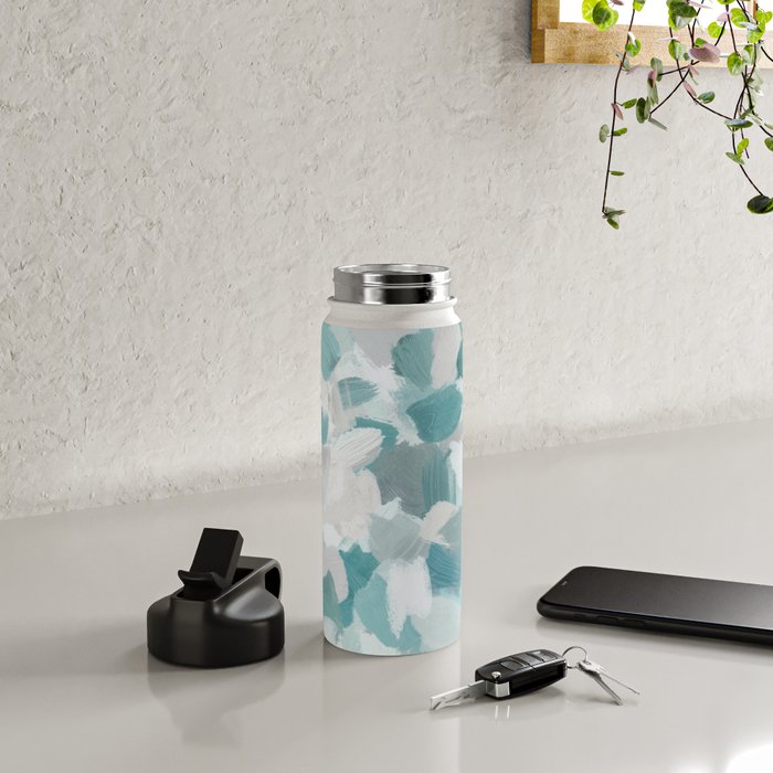 Scattered Seaglass II - Mint Seafoam Green Turquoise Blue Sea Beach Coastal Abstract Ocean Painting Water Bottle Gallery Image 4