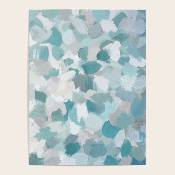 Scattered Seaglass II - Mint Seafoam Green Turquoise Blue Sea Beach Coastal Abstract Ocean Painting Poster Gallery Image 1