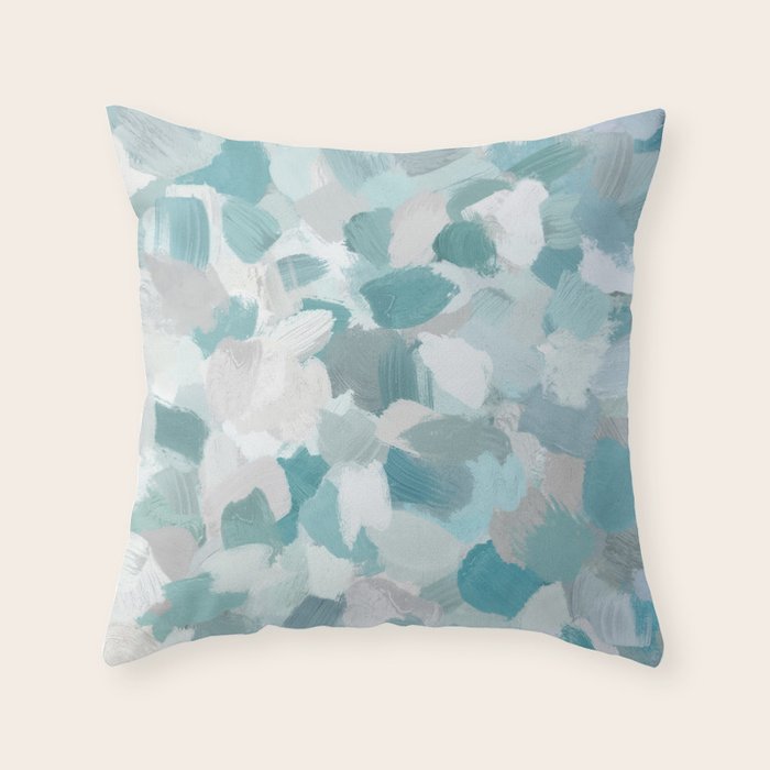 Scattered Seaglass II - Mint Seafoam Green Turquoise Blue Sea Beach Coastal Abstract Ocean Painting Throw Pillow Gallery Image 6