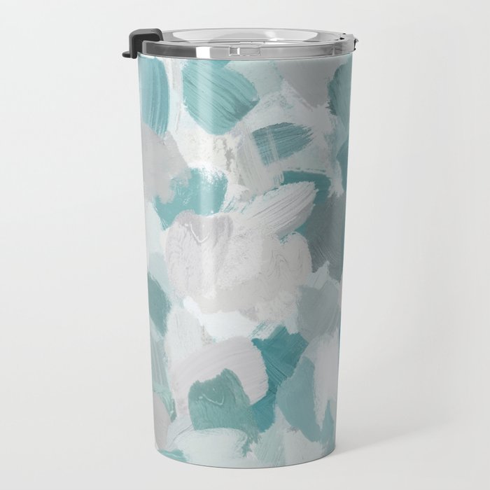 Scattered Seaglass II - Mint Seafoam Green Turquoise Blue Sea Beach Coastal Abstract Ocean Painting Travel Mug Gallery Image 3