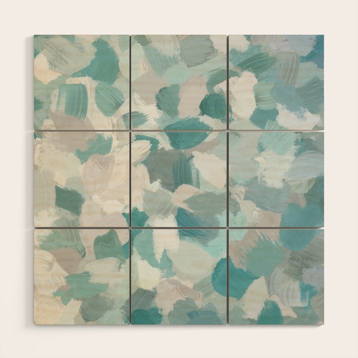Scattered Seaglass II - Mint Seafoam Green Turquoise Blue Sea Beach Coastal Abstract Ocean Painting Wood Wall Art Gallery Image 1