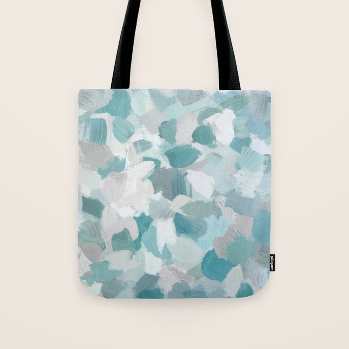 Scattered Seaglass II - Mint Seafoam Green Turquoise Blue Sea Beach Coastal Abstract Ocean Painting Tote Bag Gallery Image 1
