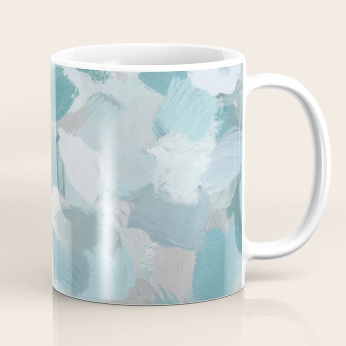 Scattered Seaglass II - Mint Seafoam Green Turquoise Blue Sea Beach Coastal Abstract Ocean Painting Coffee Mug Gallery Image 1
