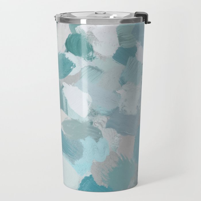 Scattered Seaglass II - Mint Seafoam Green Turquoise Blue Sea Beach Coastal Abstract Ocean Painting Travel Mug Gallery Image 2