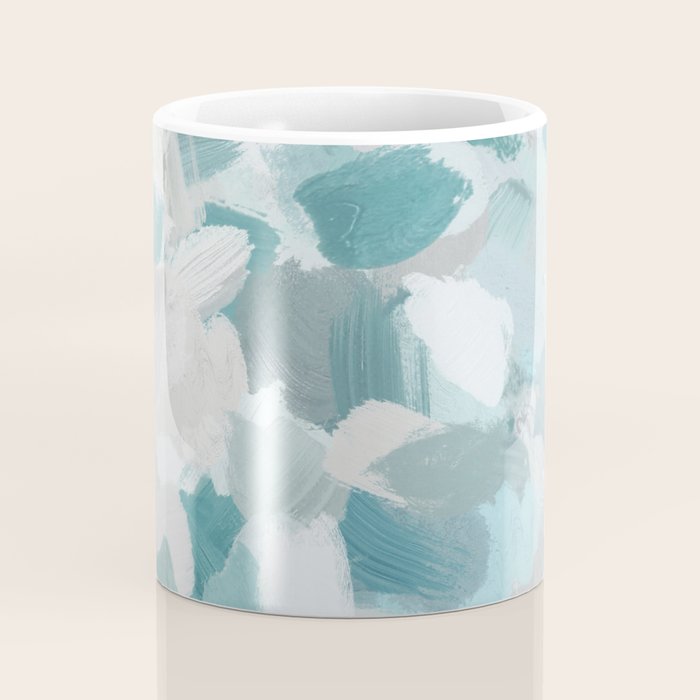 Scattered Seaglass II - Mint Seafoam Green Turquoise Blue Sea Beach Coastal Abstract Ocean Painting Coffee Mug Gallery Image 4
