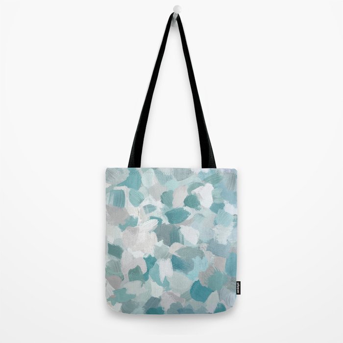 Scattered Seaglass II - Mint Seafoam Green Turquoise Blue Sea Beach Coastal Abstract Ocean Painting Tote Bag Gallery Image 2