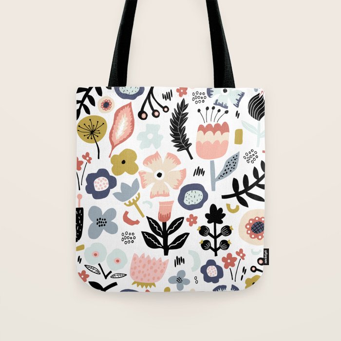 Naive Floral Scandinavian Design Tote Bag Gallery Image 1
