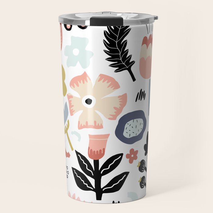 Naive Floral Scandinavian Design Travel Mug Gallery Image 1