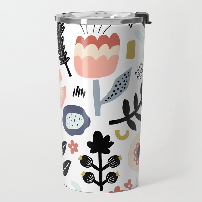 Naive Floral Scandinavian Design Travel Mug Gallery Image 2