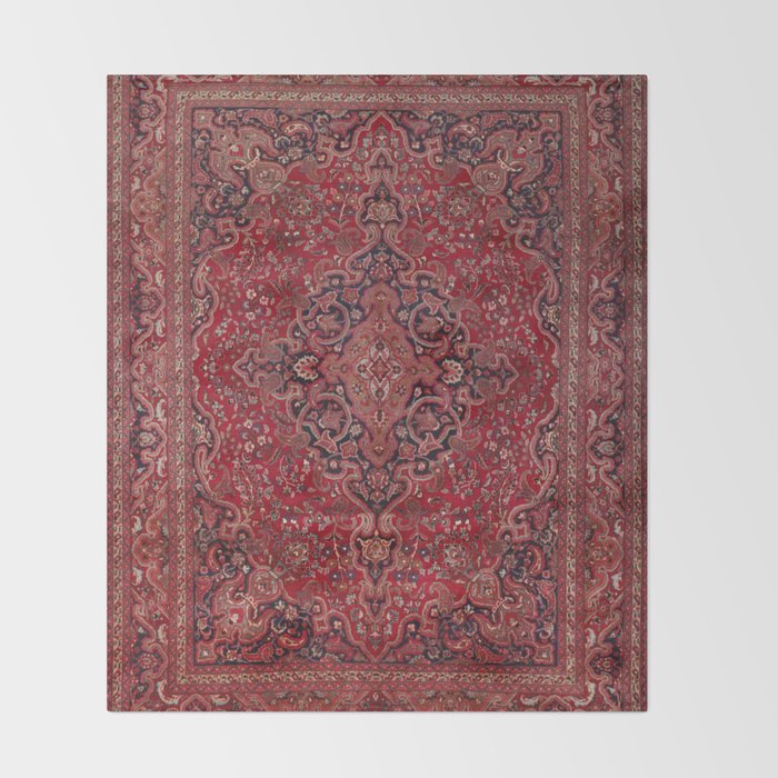 Red Antique Carpet Throw Blanket Gallery Image 2
