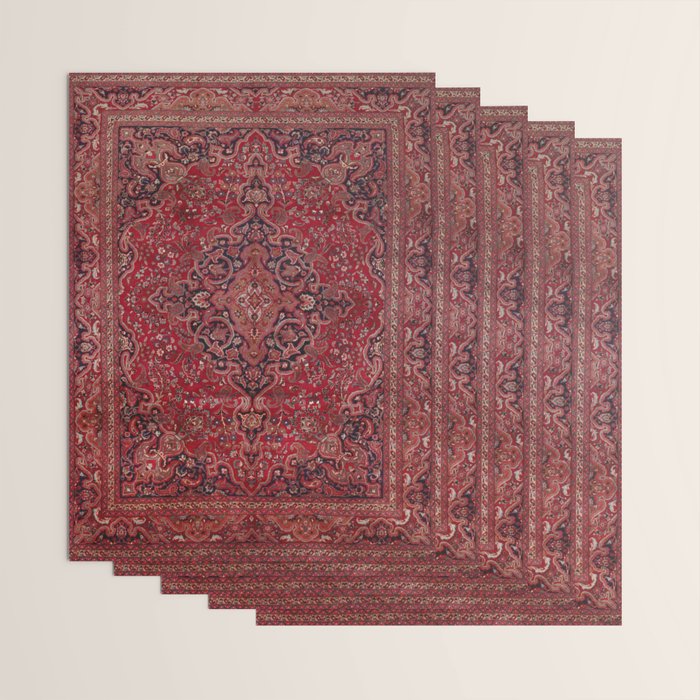 Red Antique Carpet Wrapping Paper Gallery Image 3