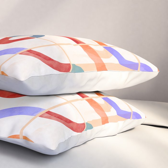 Colorful Curved Path Tiles G Pillow Sham Gallery Image 3