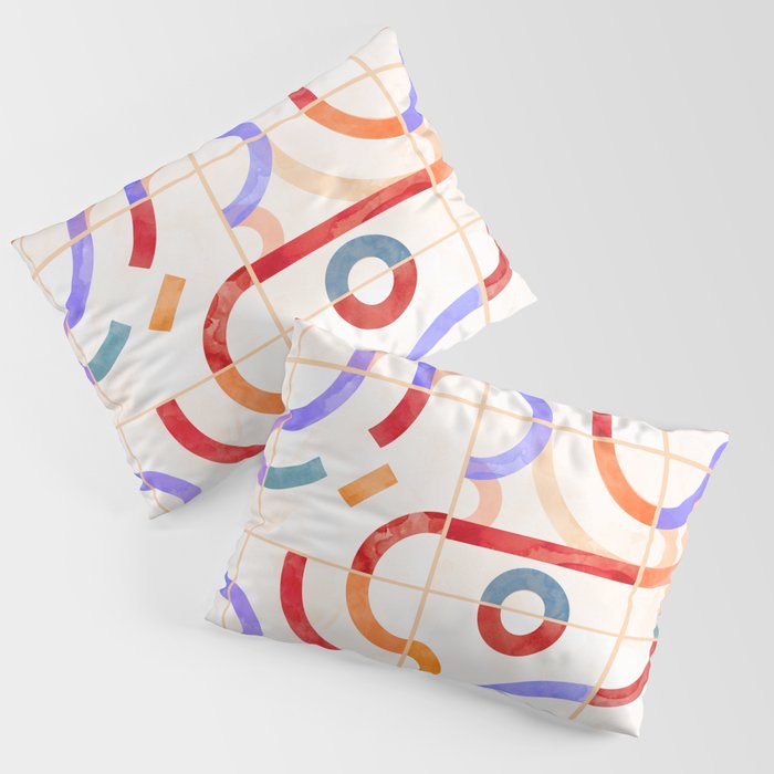 Colorful Curved Path Tiles G Pillow Sham Gallery Image 3