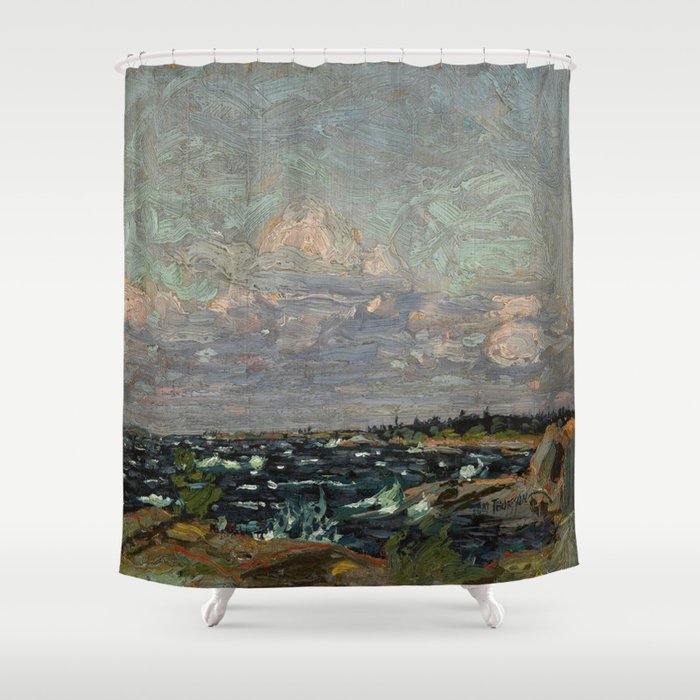 Tom Thomson Windy Day- Rough Weather in the Islands 1914. Canadian Landscape Artist Shower Curtain Gallery Image 1