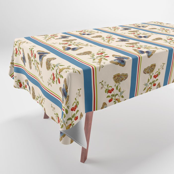 Antique Napoleonic Toile With Stripes And Butterflies Tablecloth Gallery Image 1