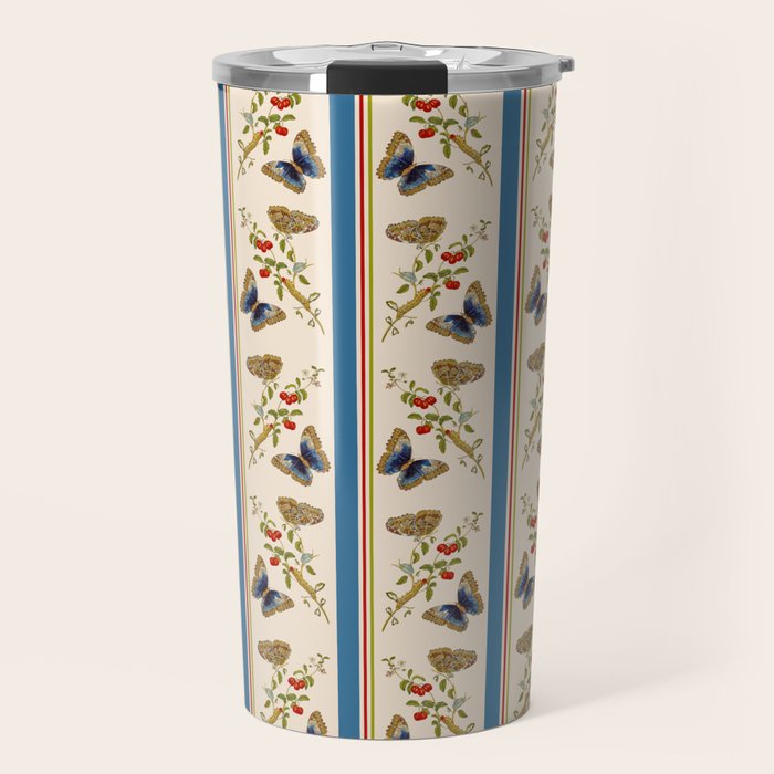 Antique Napoleonic Toile With Stripes And Butterflies Travel Mug Gallery Image 1