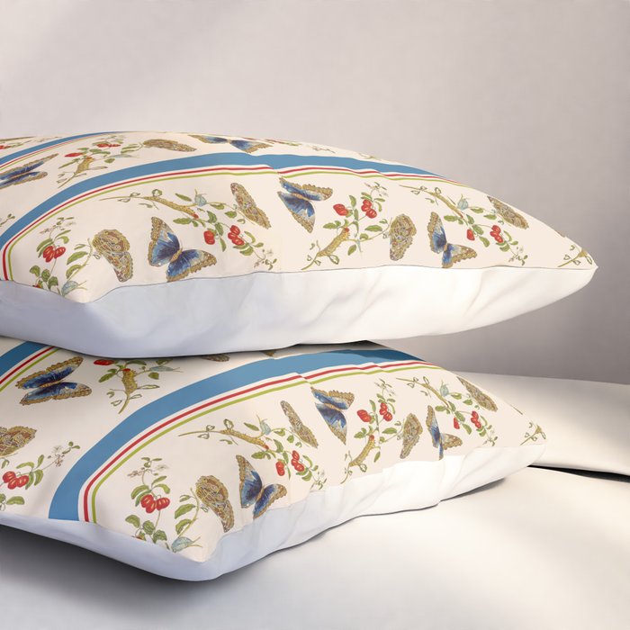 Antique Napoleonic Toile With Stripes And Butterflies Pillow Sham Gallery Image 3