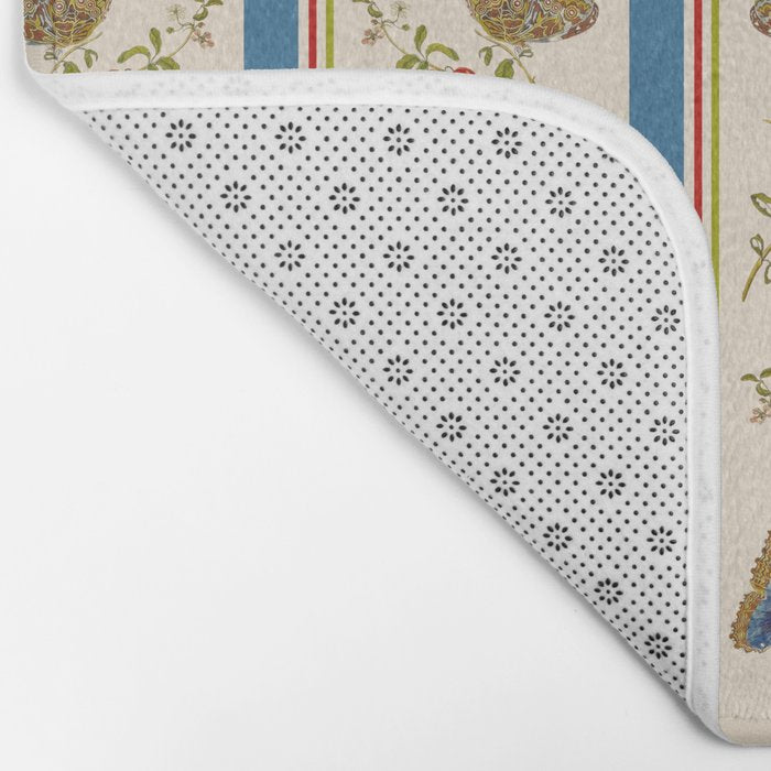 Antique Napoleonic Toile With Stripes And Butterflies Bath Mat Gallery Image 2