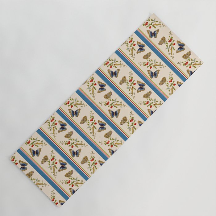 Antique Napoleonic Toile With Stripes And Butterflies Yoga Mat Gallery Image 1