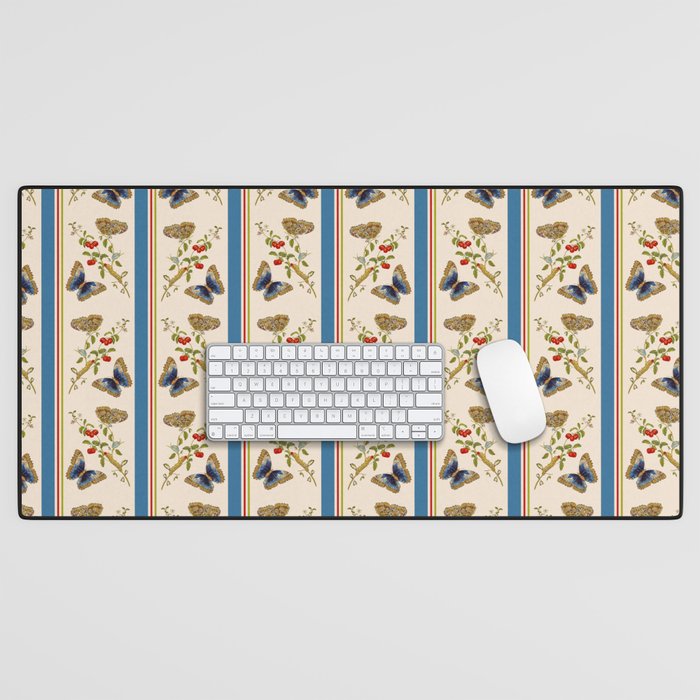 Antique Napoleonic Toile With Stripes And Butterflies Desk Mat Gallery Image 1