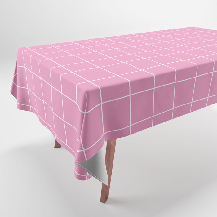 Hand Drawn Grid Hot Pink Tablecloth Gallery Image 1