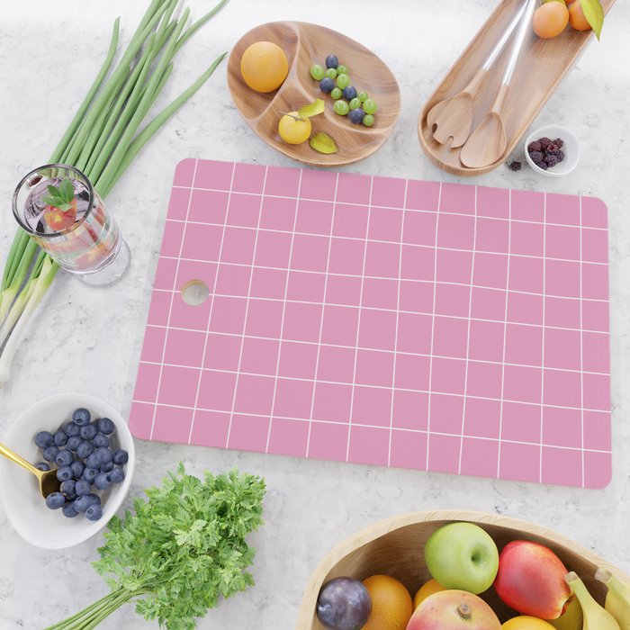 Hand Drawn Grid Hot Pink Cutting Board Gallery Image 2