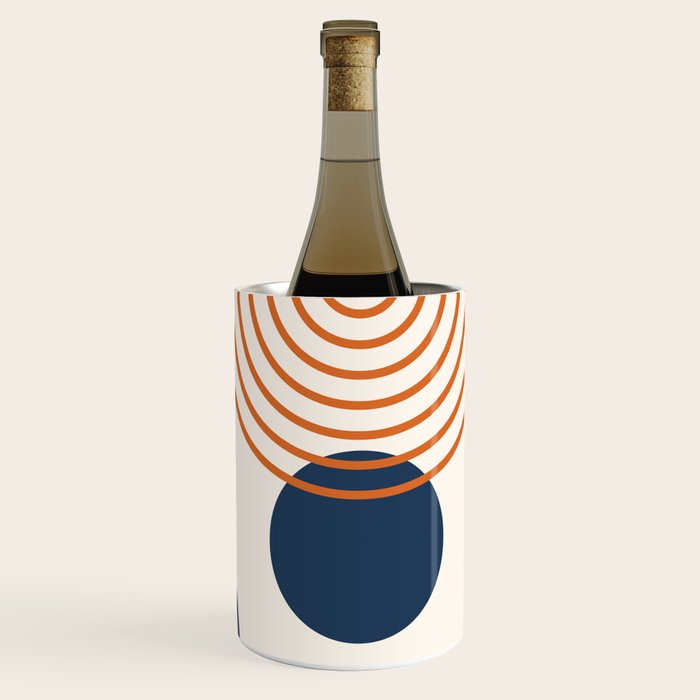Mid Century Modern Geometric 199 in Navy Blue Orange Wine Chiller Gallery Image 3